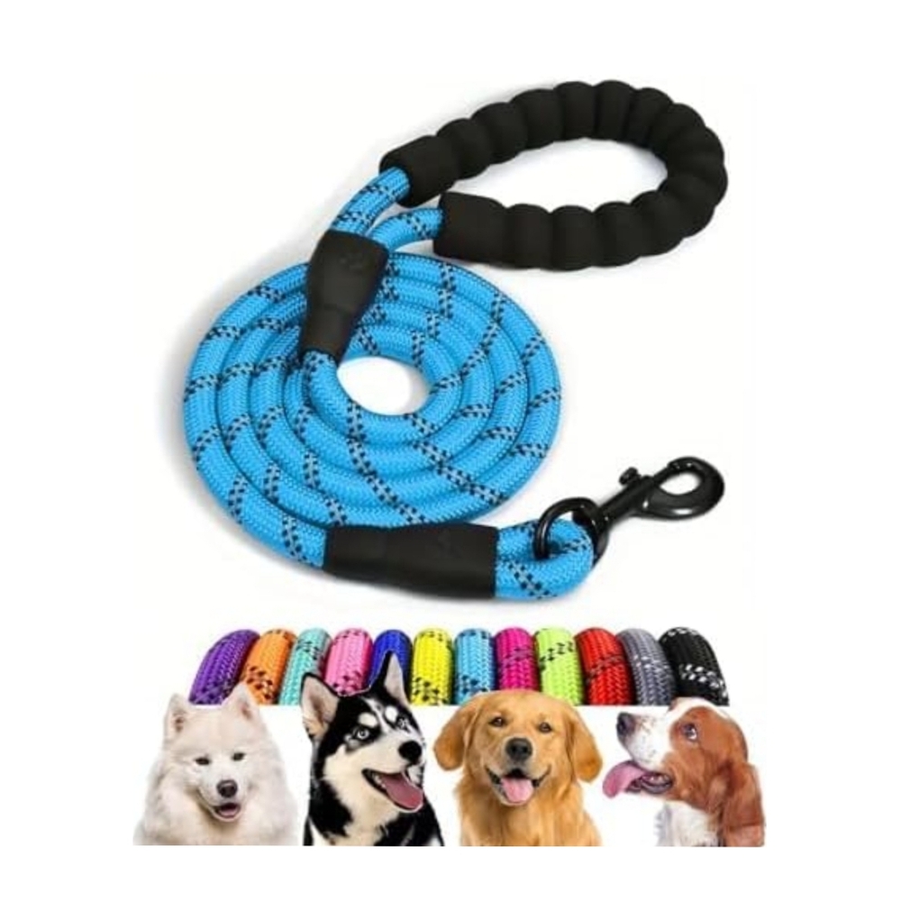 👣4/$20. Blue and Black Reflective Rope Dog Leash. 5 Ft.  NWT - Picture 3 of 7